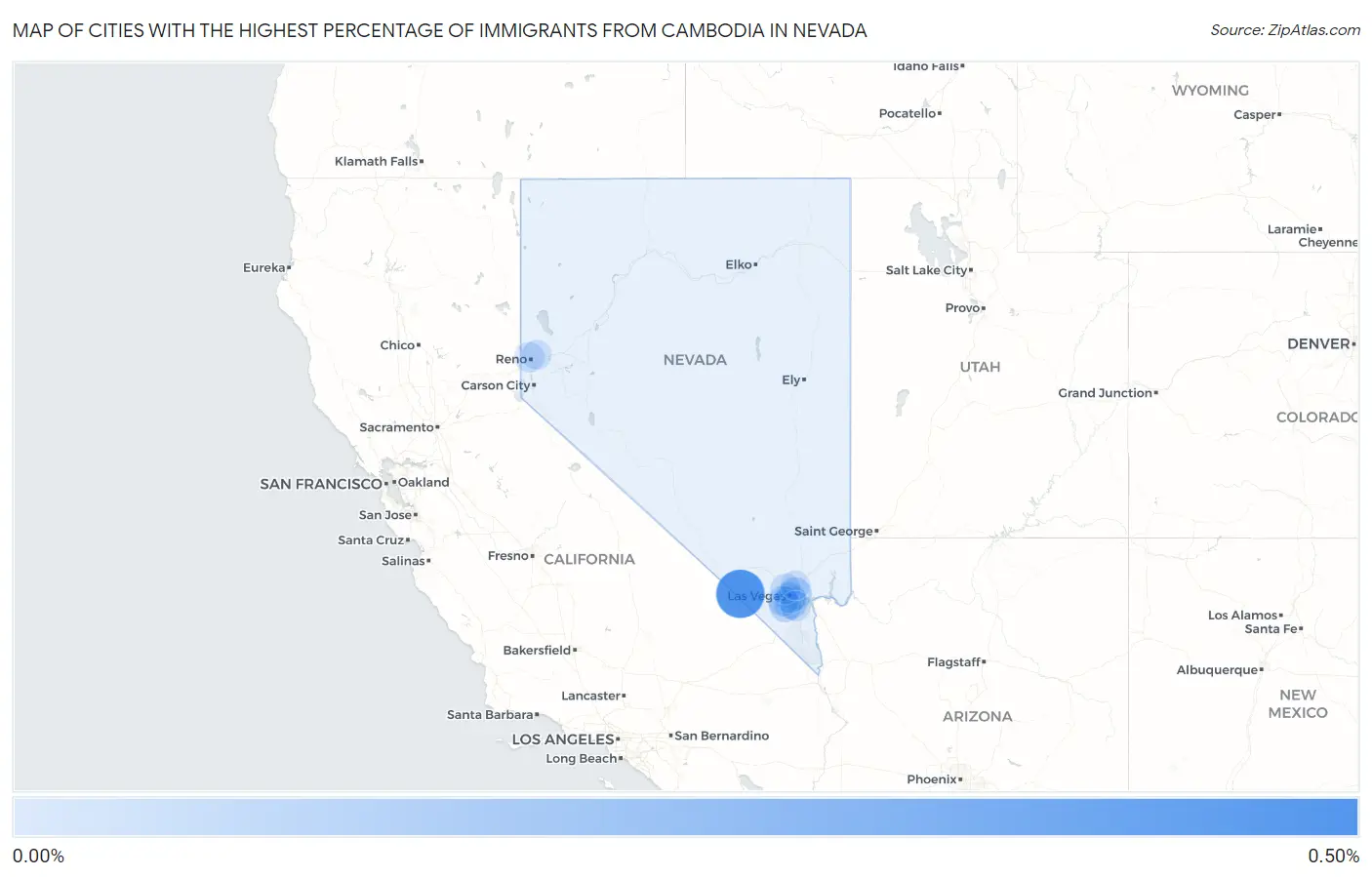 Cities with the Highest Percentage of Immigrants from Cambodia in Nevada Map
