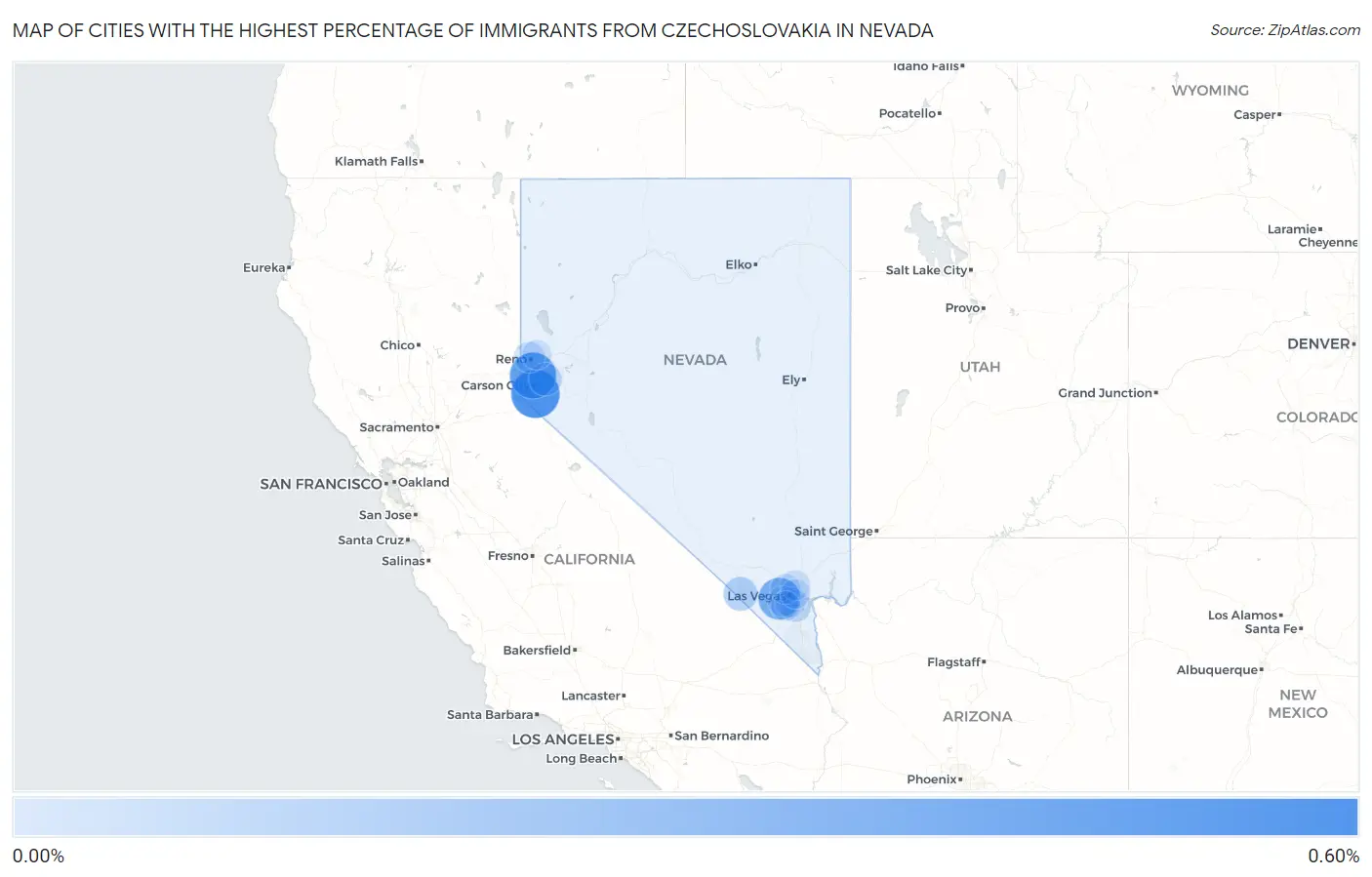 Cities with the Highest Percentage of Immigrants from Czechoslovakia in Nevada Map