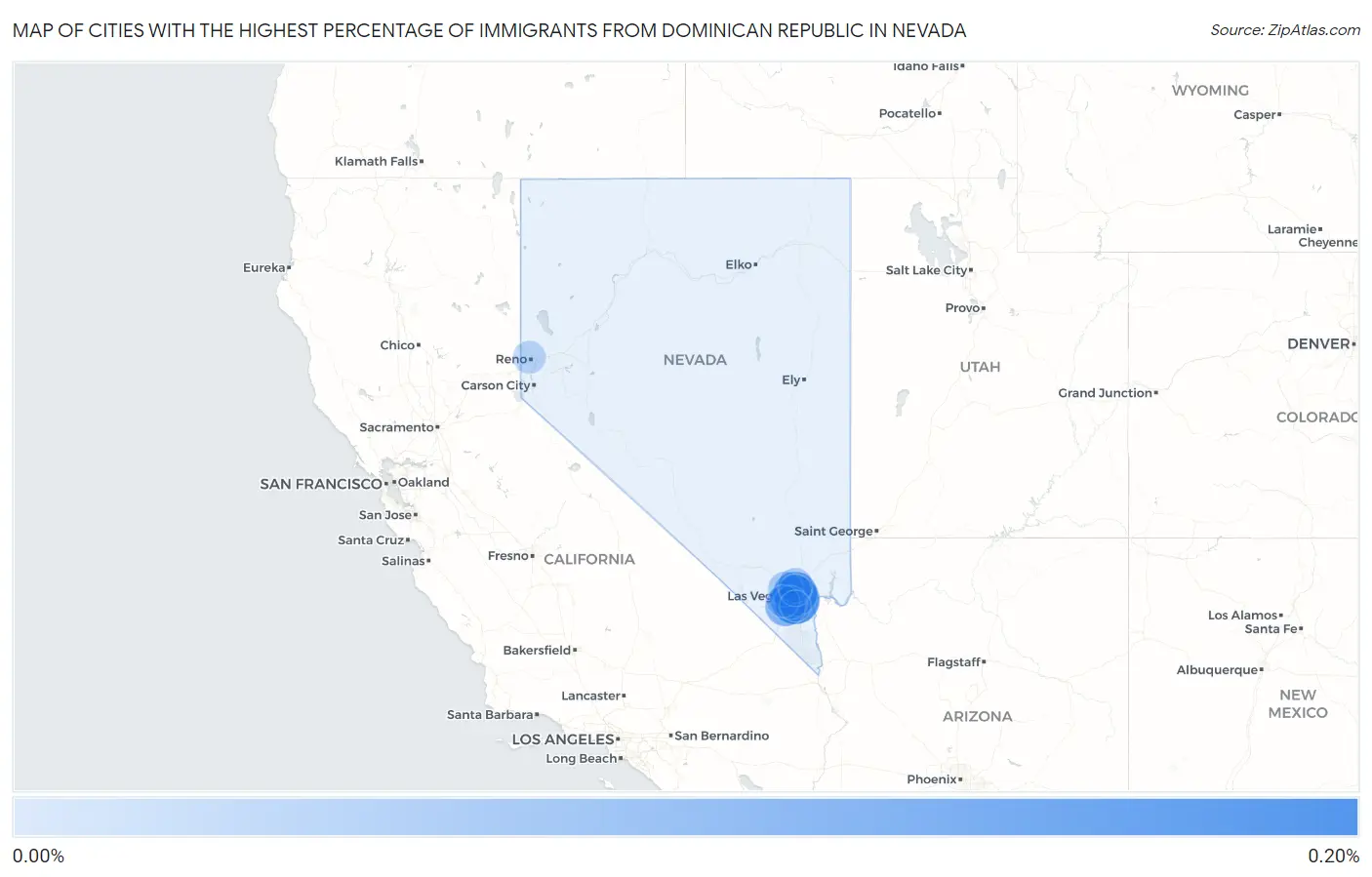 Cities with the Highest Percentage of Immigrants from Dominican Republic in Nevada Map