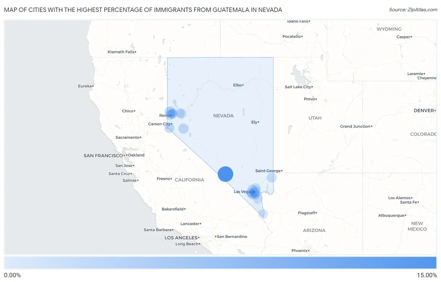 Cities with the Highest Percentage of Immigrants from Guatemala in Nevada Map
