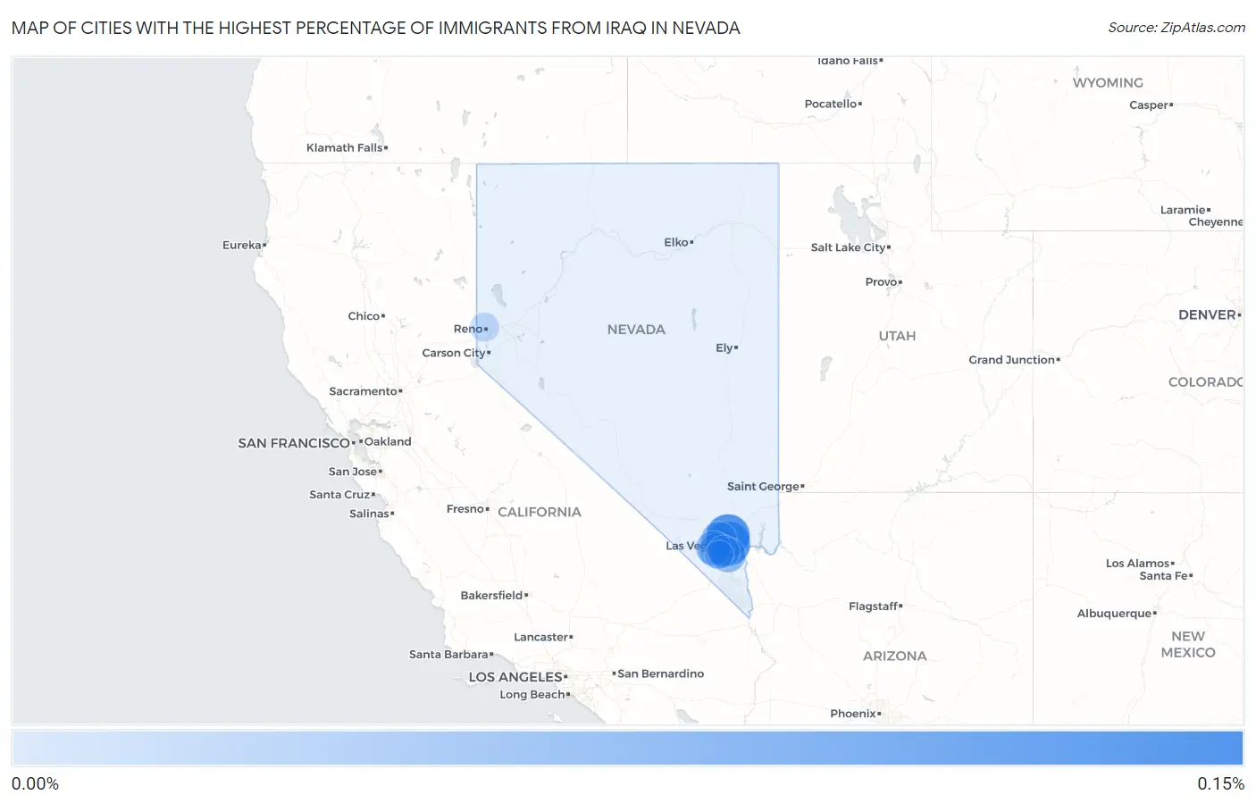 Cities with the Highest Percentage of Immigrants from Iraq in Nevada Map