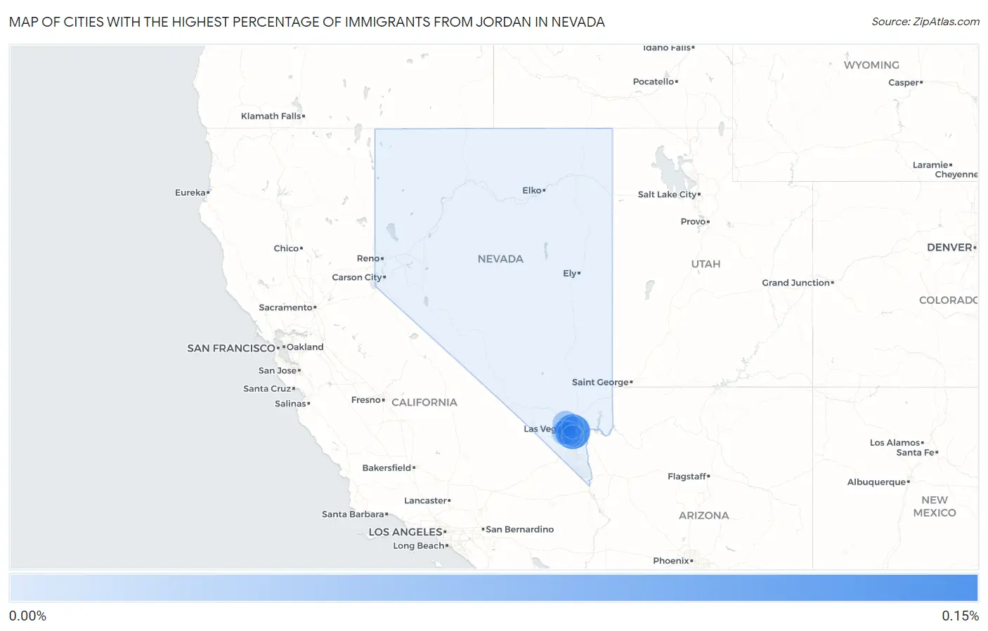 Cities with the Highest Percentage of Immigrants from Jordan in Nevada Map