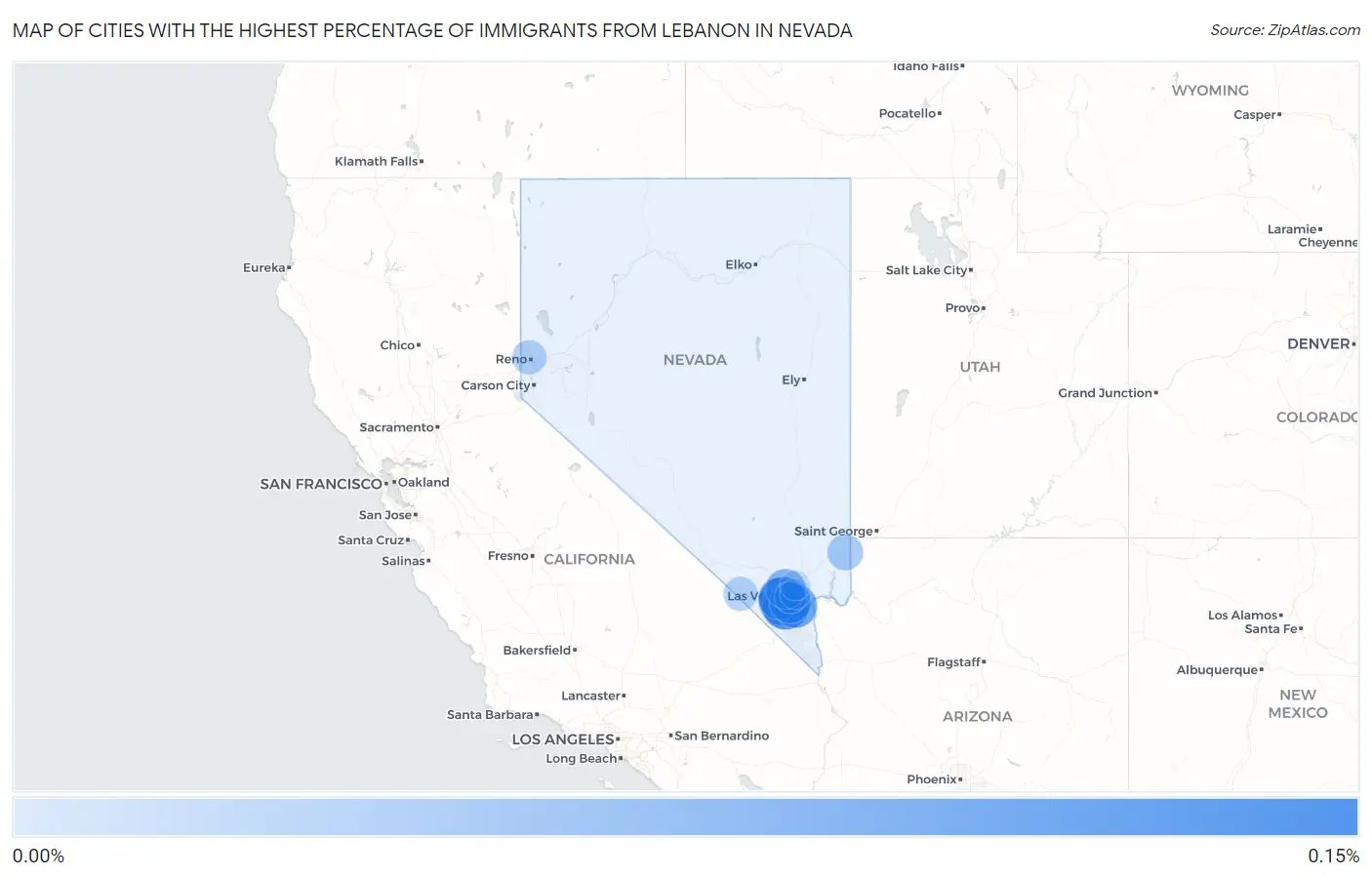Cities with the Highest Percentage of Immigrants from Lebanon in Nevada Map