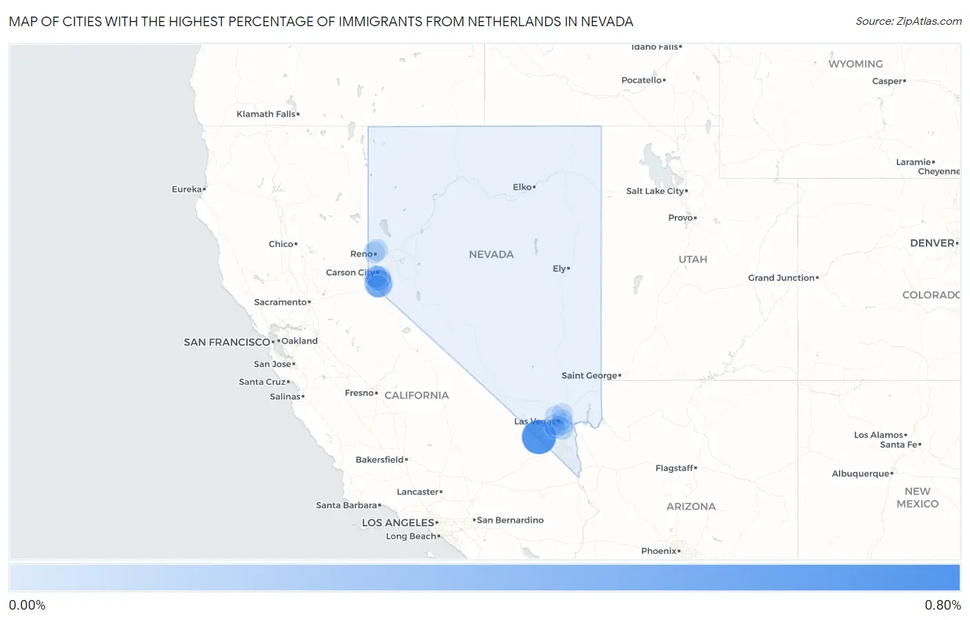 Cities with the Highest Percentage of Immigrants from Netherlands in Nevada Map