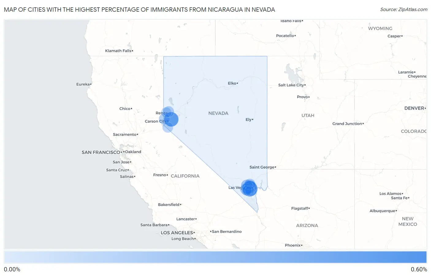 Cities with the Highest Percentage of Immigrants from Nicaragua in Nevada Map