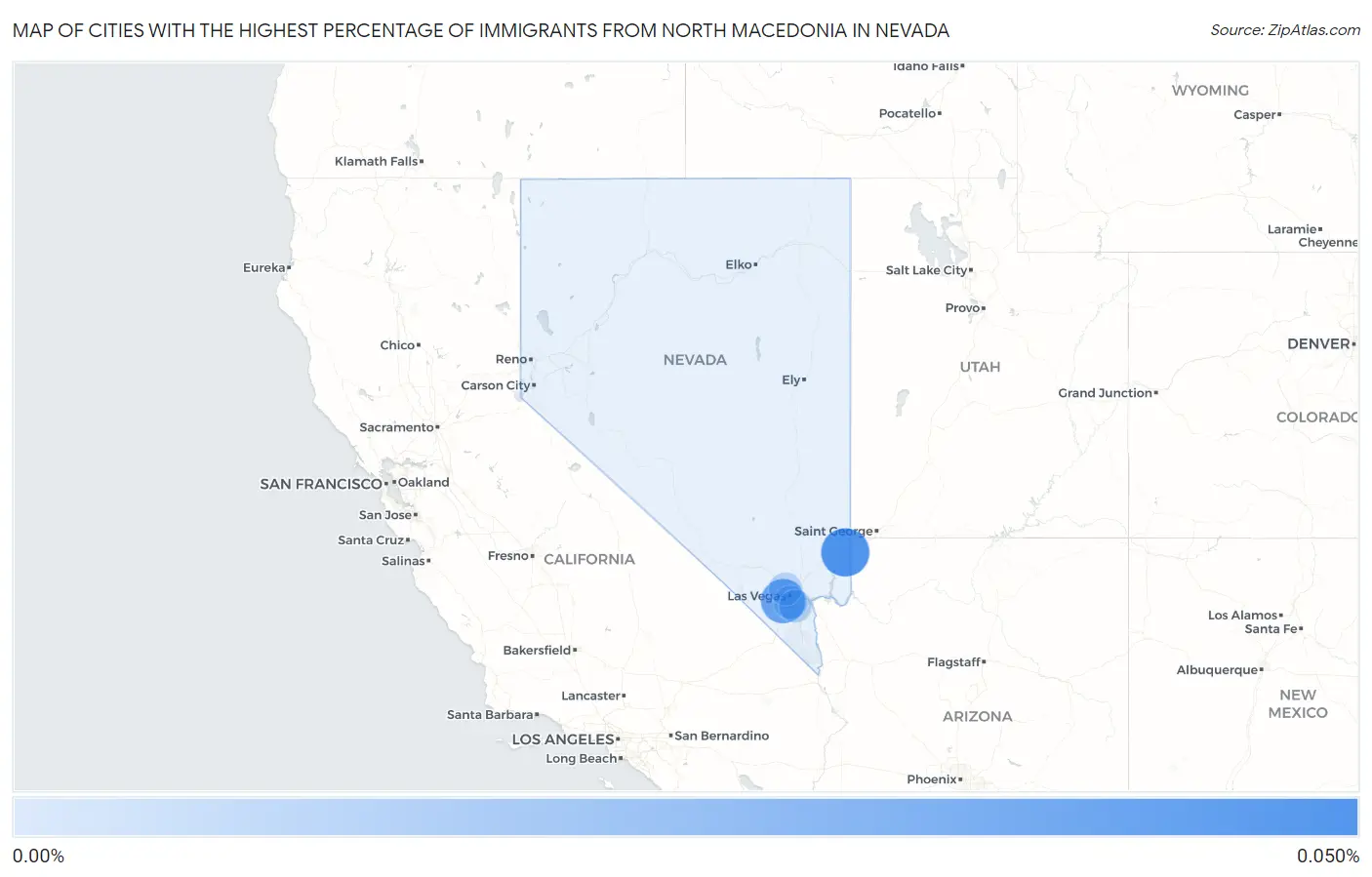 Cities with the Highest Percentage of Immigrants from North Macedonia in Nevada Map