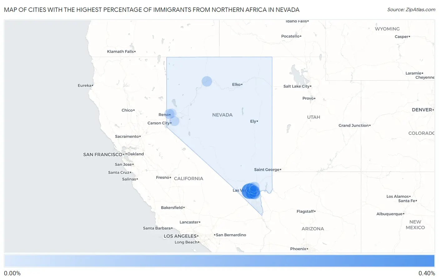 Cities with the Highest Percentage of Immigrants from Northern Africa in Nevada Map