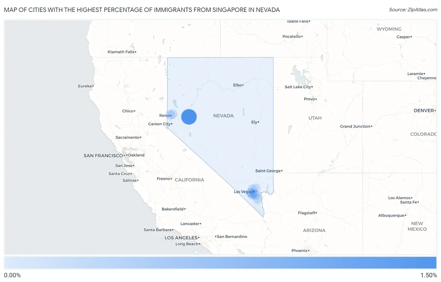 Cities with the Highest Percentage of Immigrants from Singapore in Nevada Map
