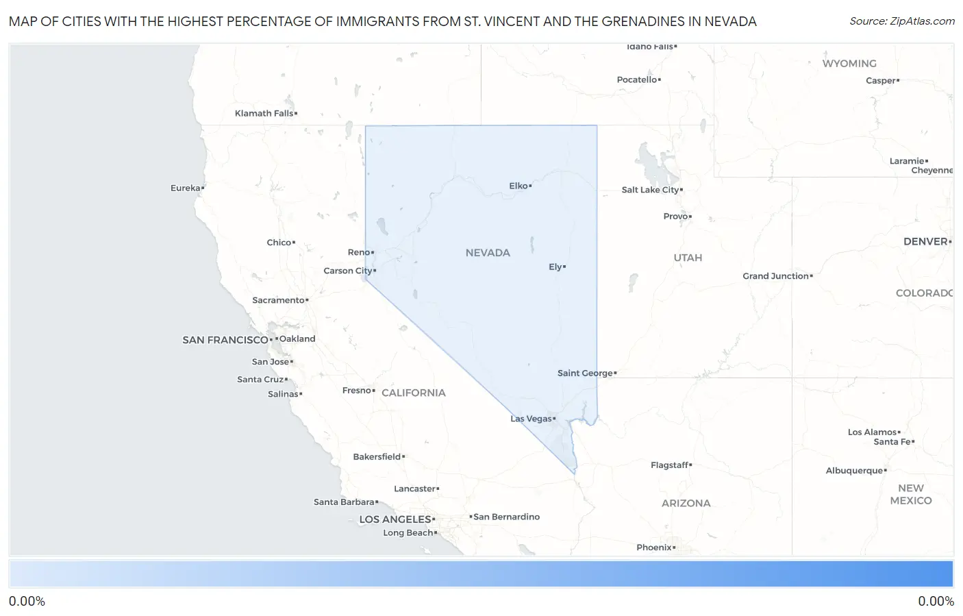 Cities with the Highest Percentage of Immigrants from St. Vincent and the Grenadines in Nevada Map