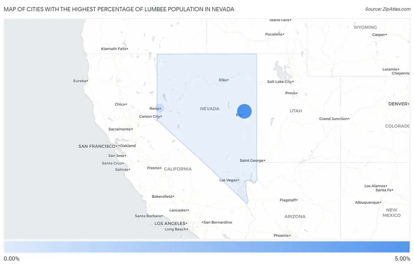 Cities with the Highest Percentage of Lumbee Population in Nevada Map