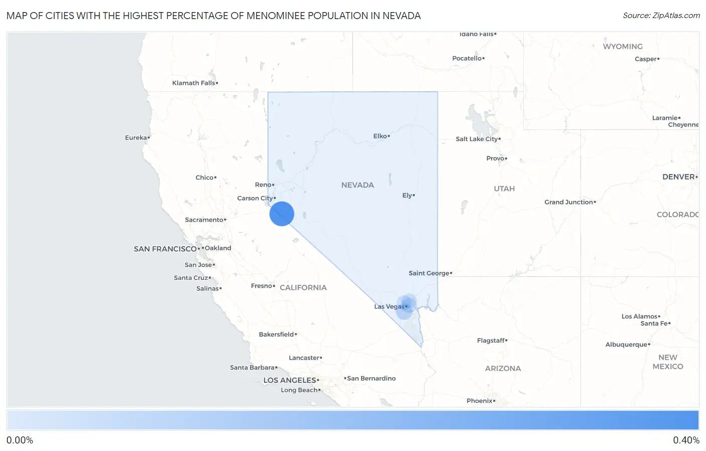 Cities with the Highest Percentage of Menominee Population in Nevada Map