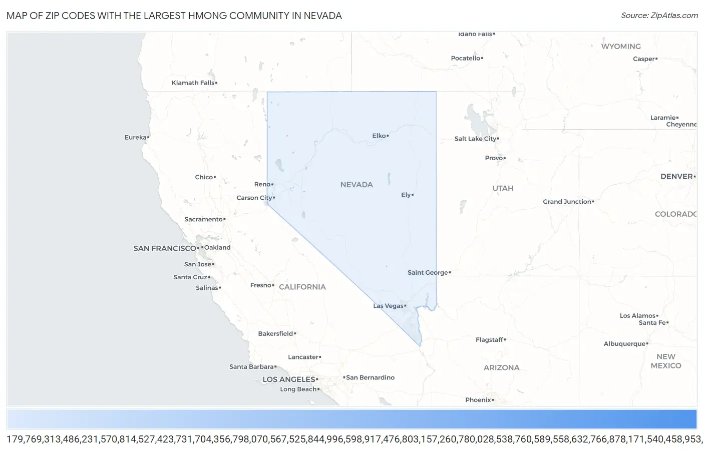 Zip Codes with the Largest Hmong Community in Nevada Map