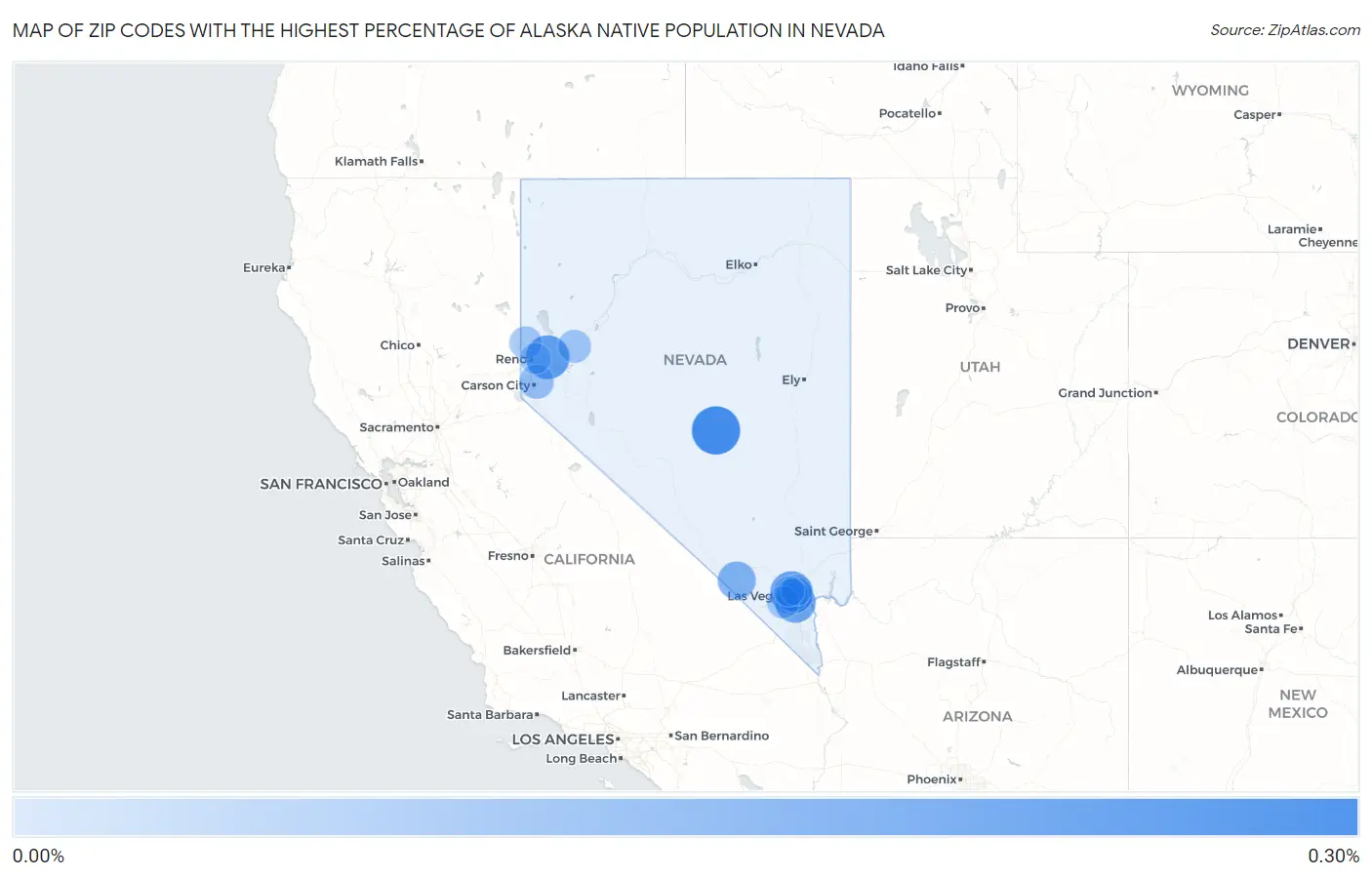 Zip Codes with the Highest Percentage of Alaska Native Population in Nevada Map