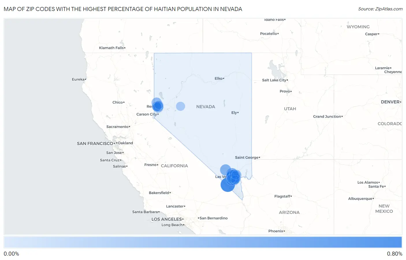 Zip Codes with the Highest Percentage of Haitian Population in Nevada Map