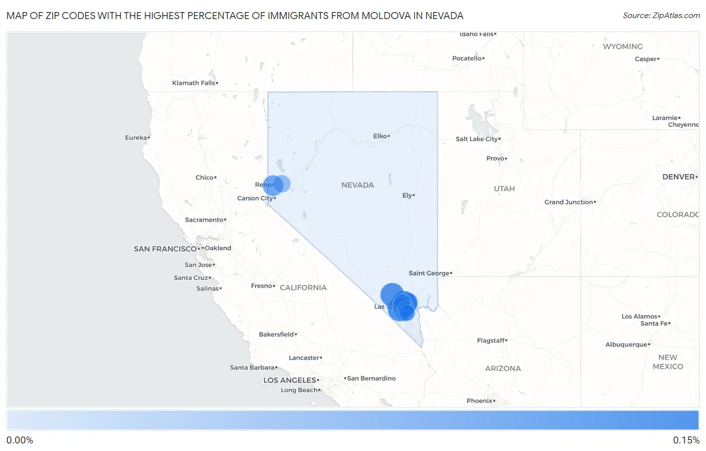 Zip Codes with the Highest Percentage of Immigrants from Moldova in Nevada Map