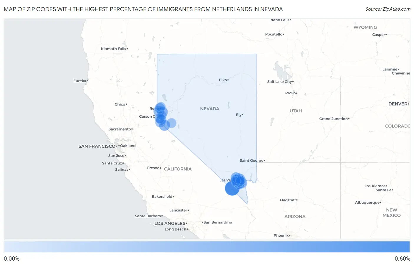 Zip Codes with the Highest Percentage of Immigrants from Netherlands in Nevada Map