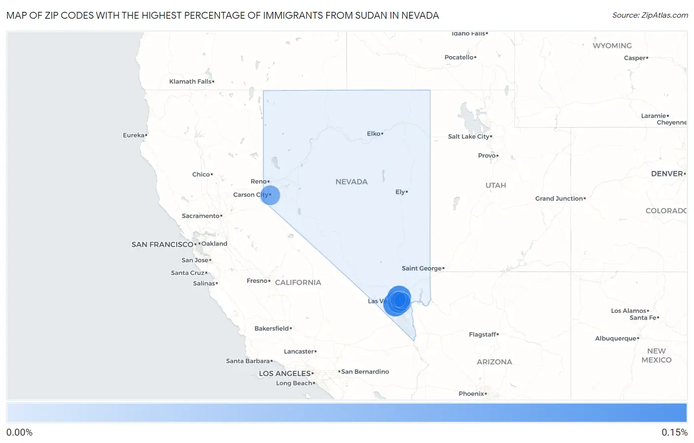 Zip Codes with the Highest Percentage of Immigrants from Sudan in Nevada Map