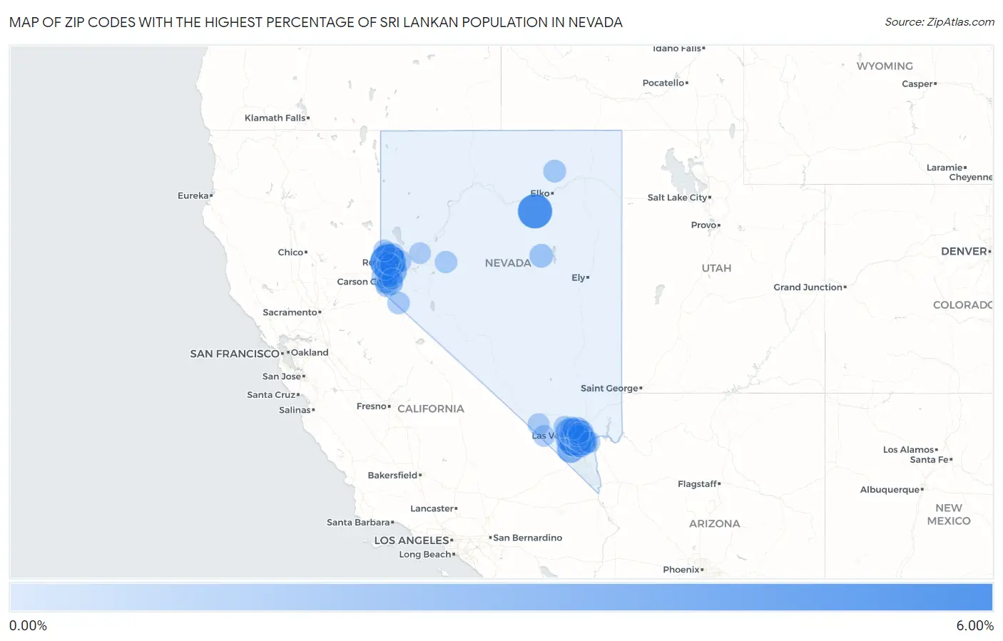 Zip Codes with the Highest Percentage of Sri Lankan Population in Nevada Map