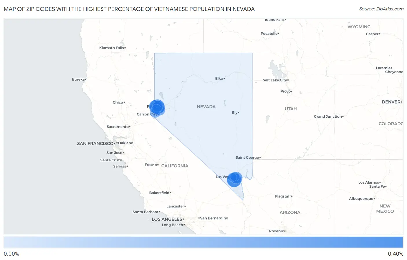 Zip Codes with the Highest Percentage of Vietnamese Population in Nevada Map