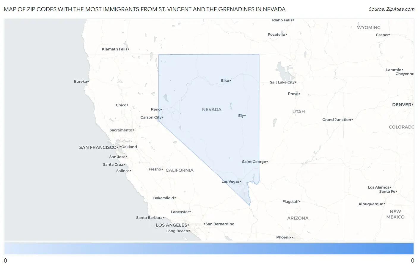Zip Codes with the Most Immigrants from St. Vincent and the Grenadines in Nevada Map