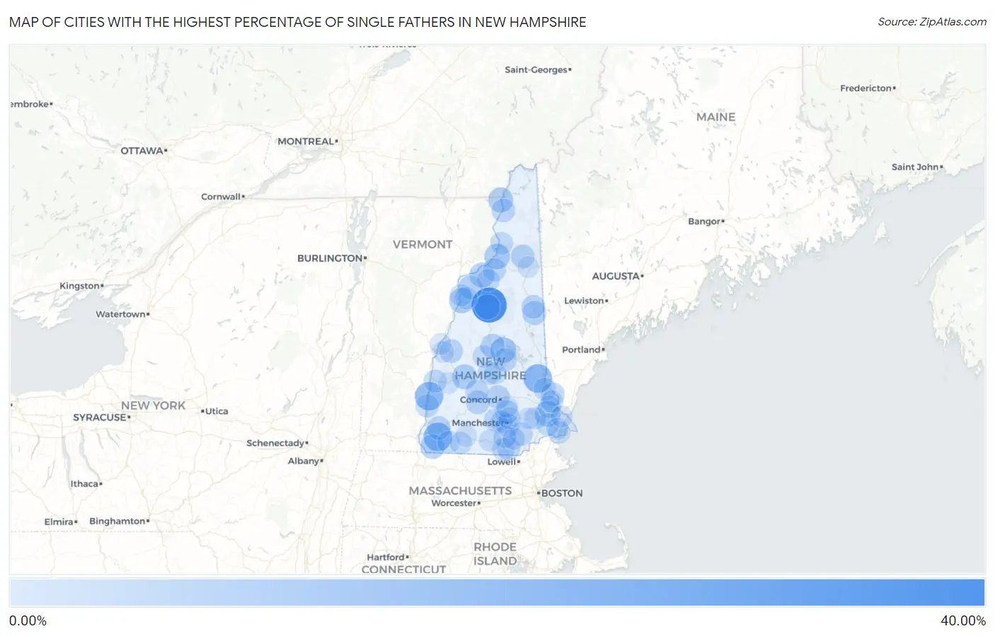 Cities with the Highest Percentage of Single Fathers in New Hampshire Map