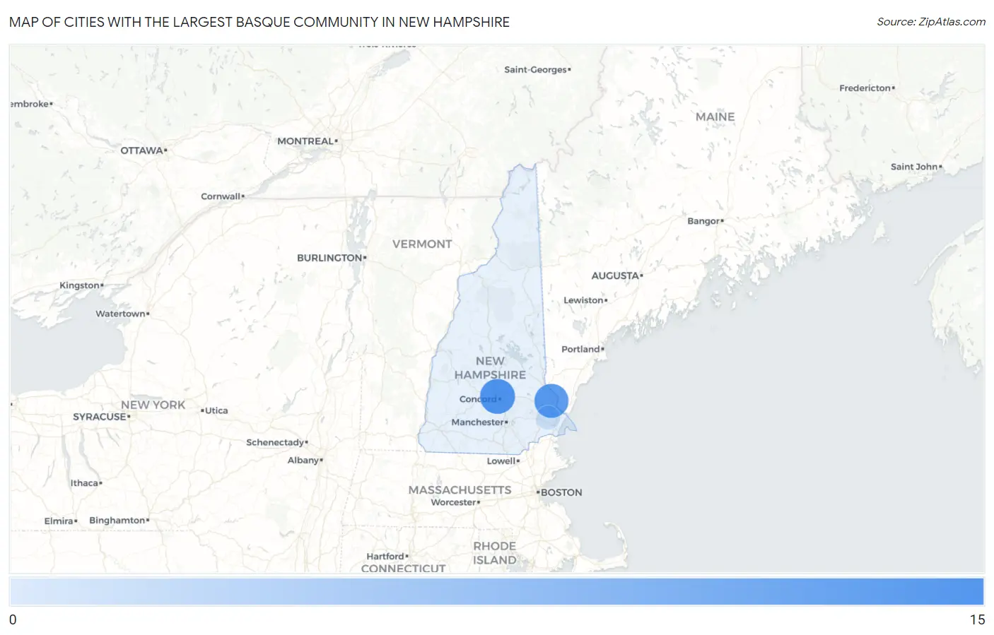 Cities with the Largest Basque Community in New Hampshire Map