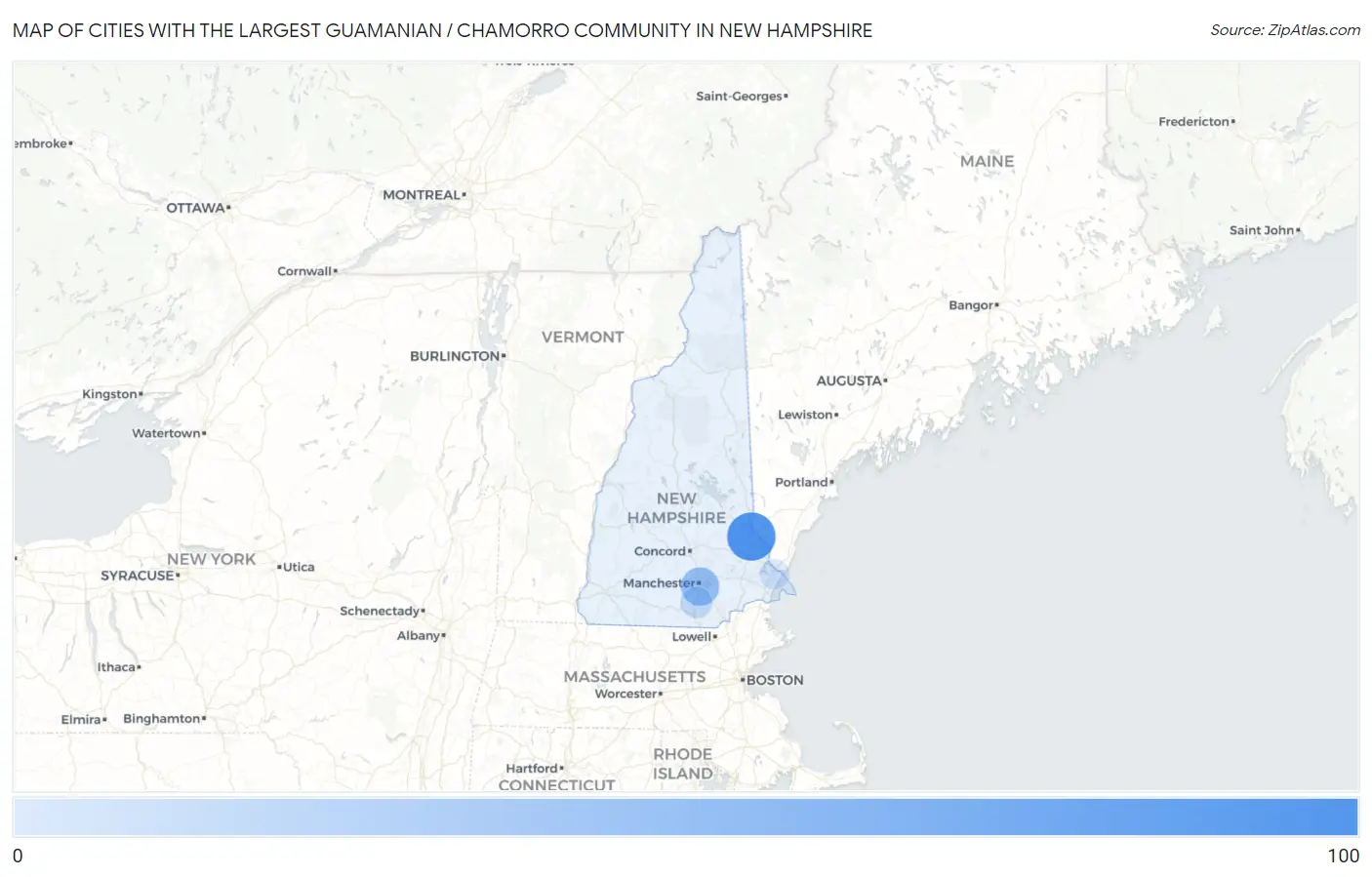 Cities with the Largest Guamanian / Chamorro Community in New Hampshire Map