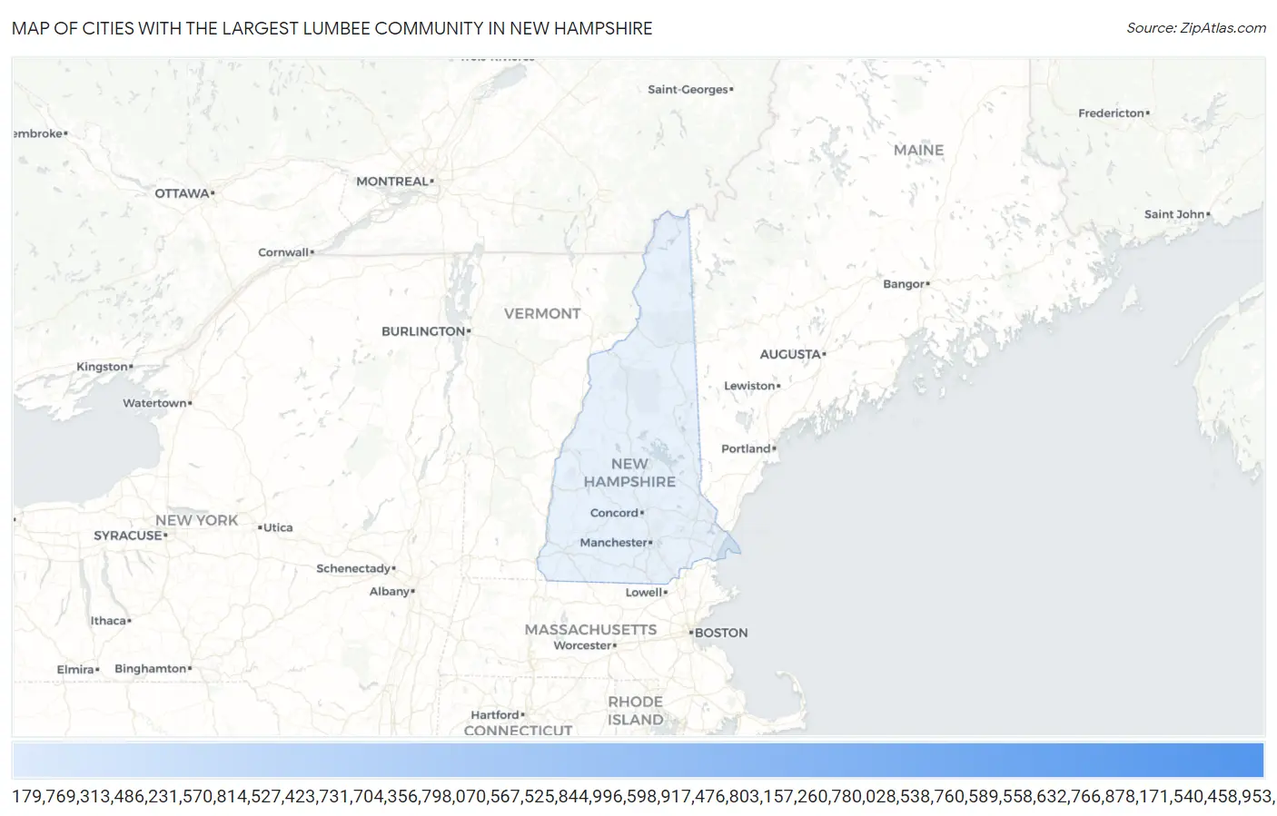 Cities with the Largest Lumbee Community in New Hampshire Map