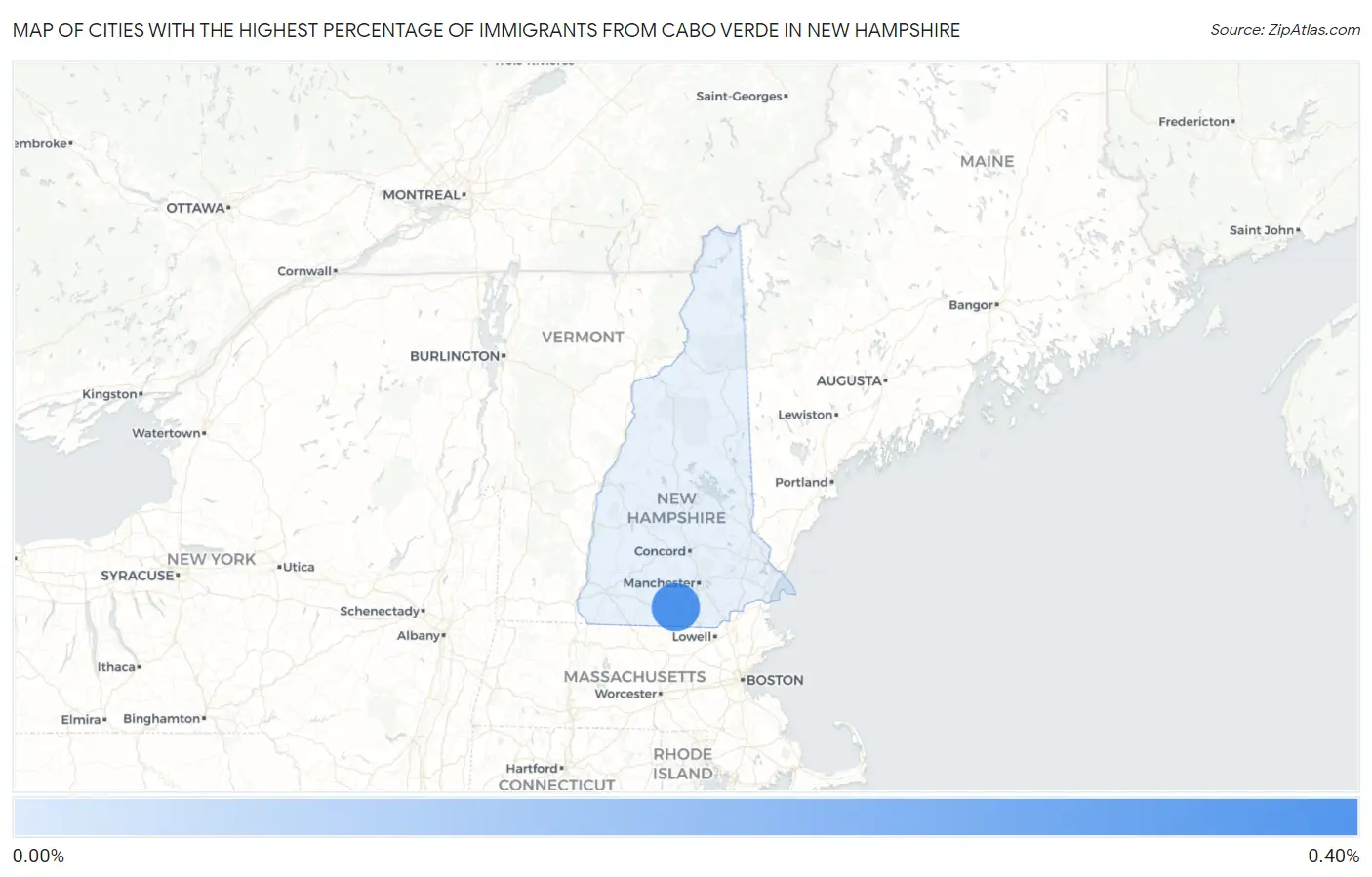 Cities with the Highest Percentage of Immigrants from Cabo Verde in New Hampshire Map