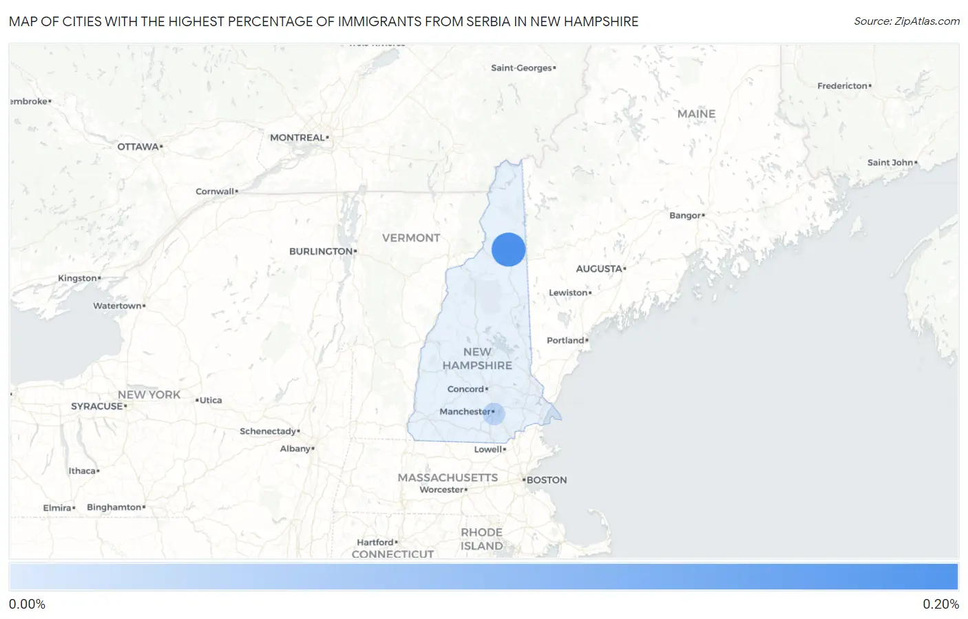 Cities with the Highest Percentage of Immigrants from Serbia in New Hampshire Map