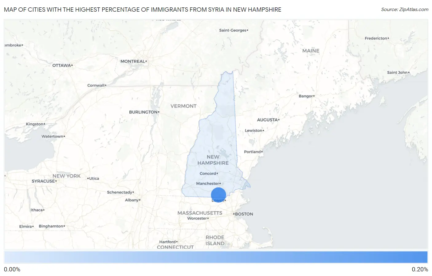 Cities with the Highest Percentage of Immigrants from Syria in New Hampshire Map