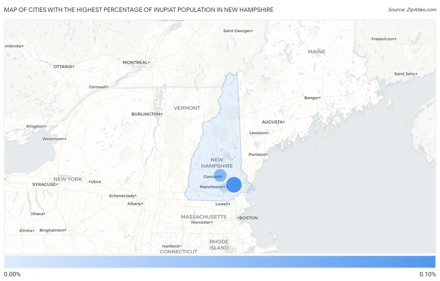Cities with the Highest Percentage of Inupiat Population in New Hampshire Map