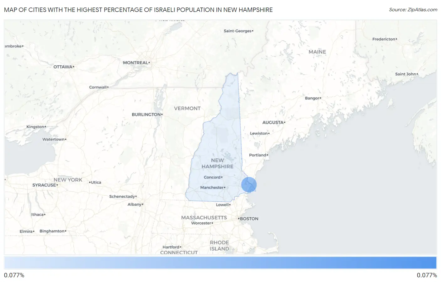 Cities with the Highest Percentage of Israeli Population in New Hampshire Map