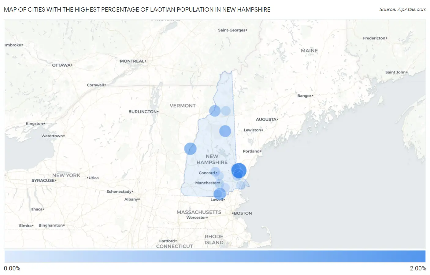 Cities with the Highest Percentage of Laotian Population in New Hampshire Map
