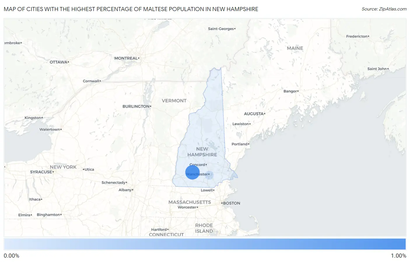 Cities with the Highest Percentage of Maltese Population in New Hampshire Map