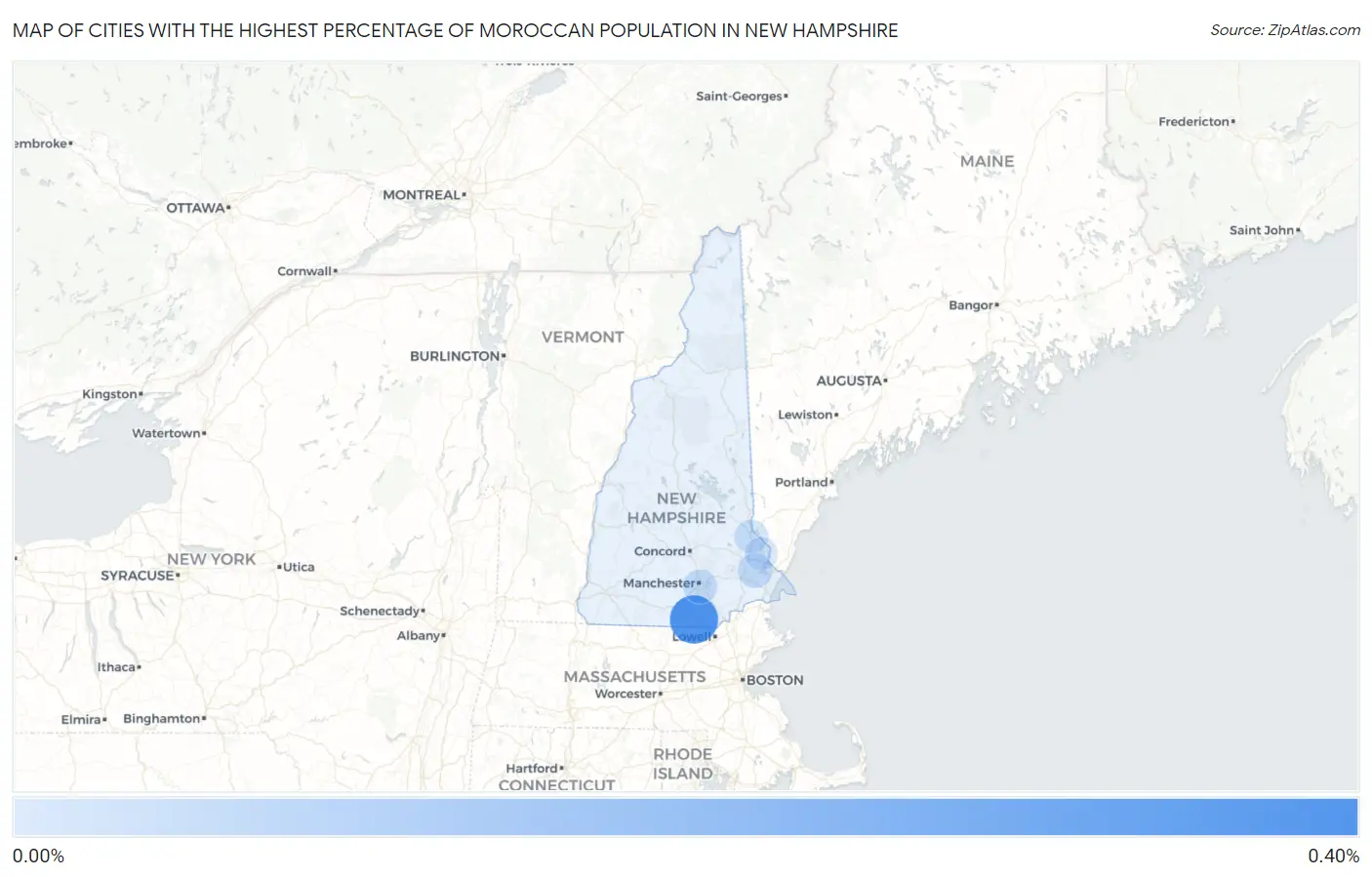 Cities with the Highest Percentage of Moroccan Population in New Hampshire Map