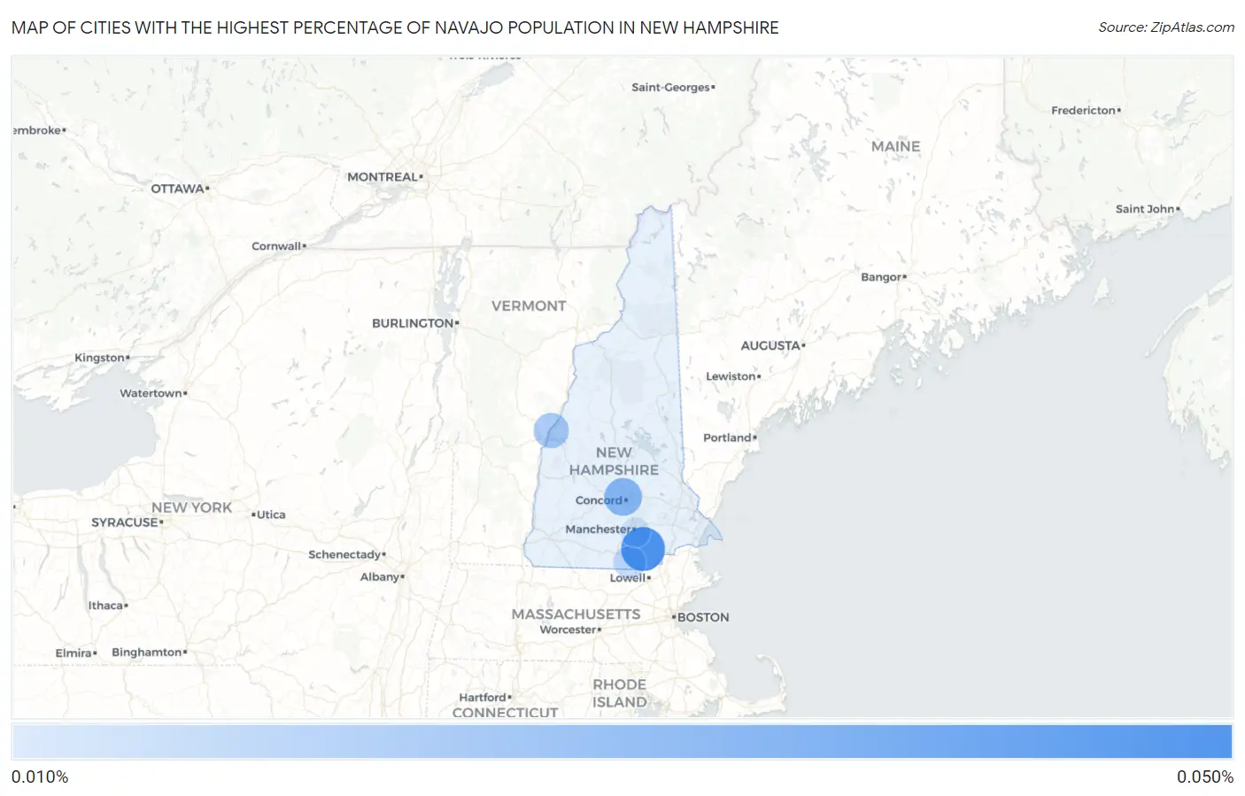 Cities with the Highest Percentage of Navajo Population in New Hampshire Map