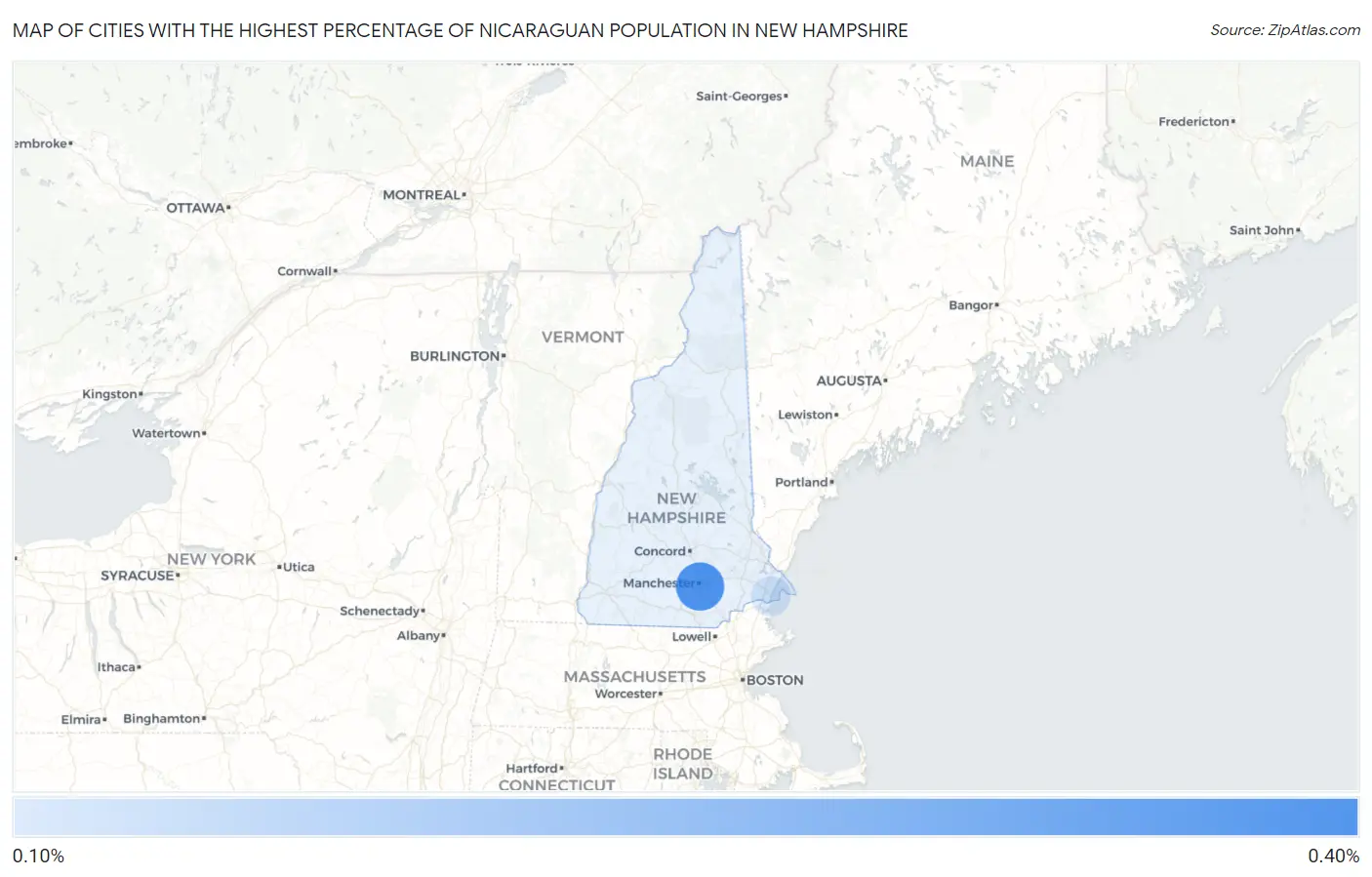 Cities with the Highest Percentage of Nicaraguan Population in New Hampshire Map