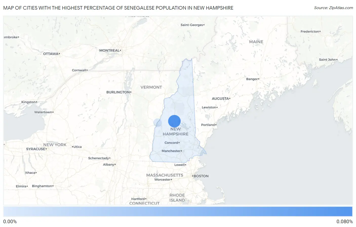 Cities with the Highest Percentage of Senegalese Population in New Hampshire Map