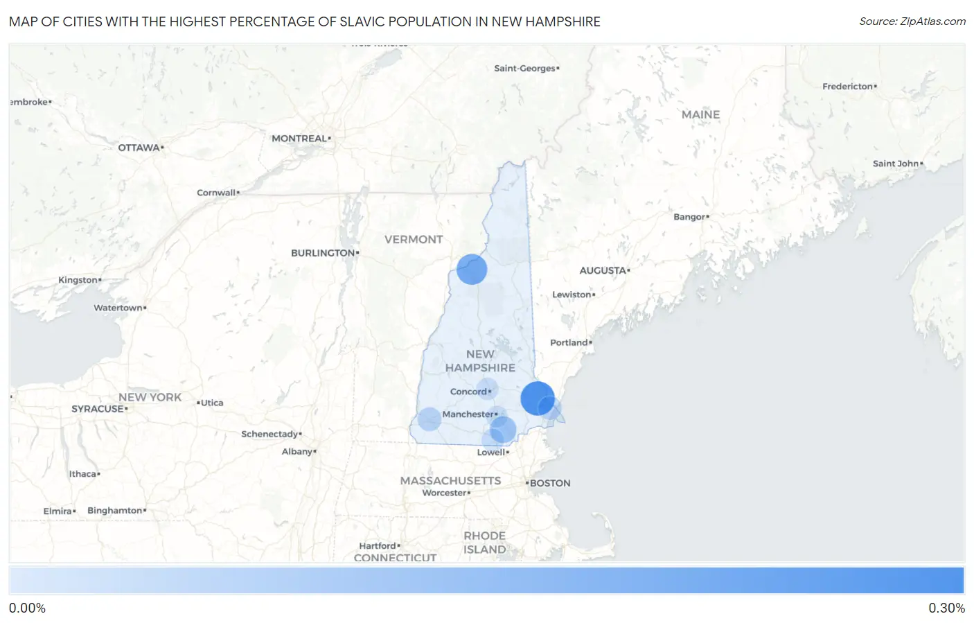 Cities with the Highest Percentage of Slavic Population in New Hampshire Map