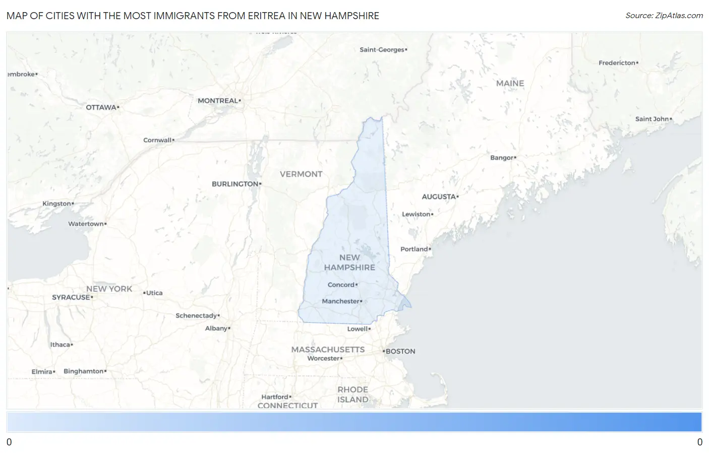 Cities with the Most Immigrants from Eritrea in New Hampshire Map