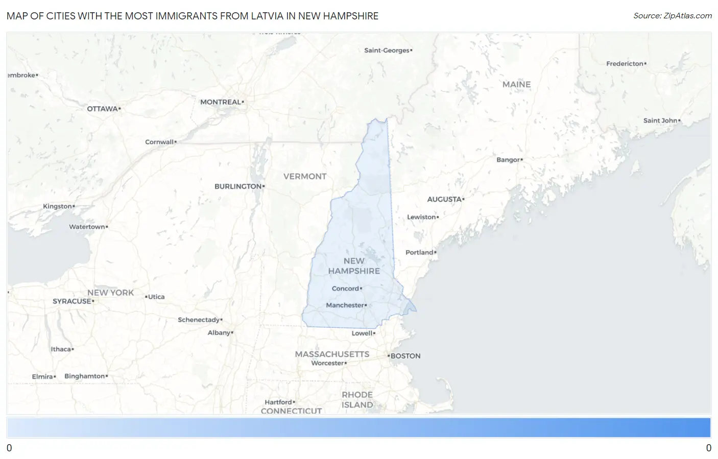 Cities with the Most Immigrants from Latvia in New Hampshire Map