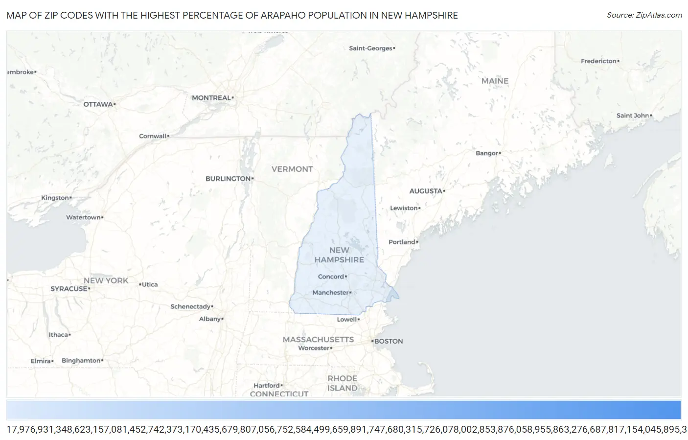 Zip Codes with the Highest Percentage of Arapaho Population in New Hampshire Map