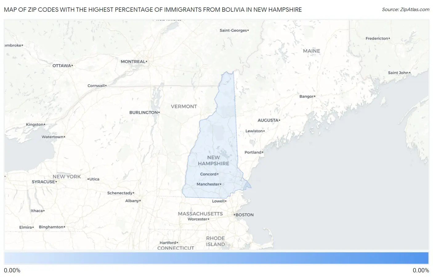 Zip Codes with the Highest Percentage of Immigrants from Bolivia in New Hampshire Map