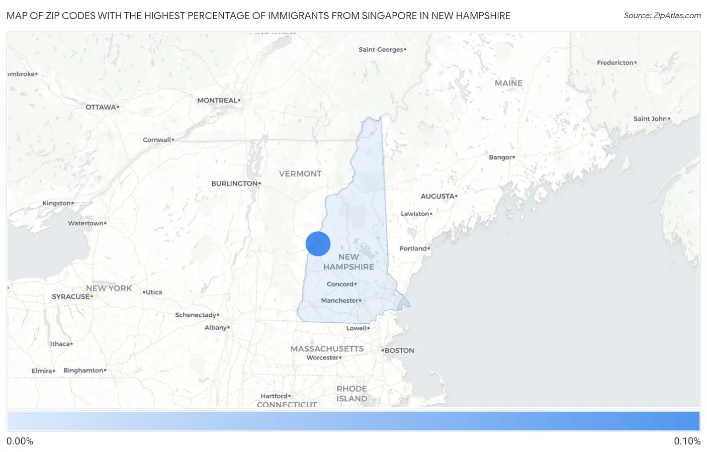 Zip Codes with the Highest Percentage of Immigrants from Singapore in New Hampshire Map