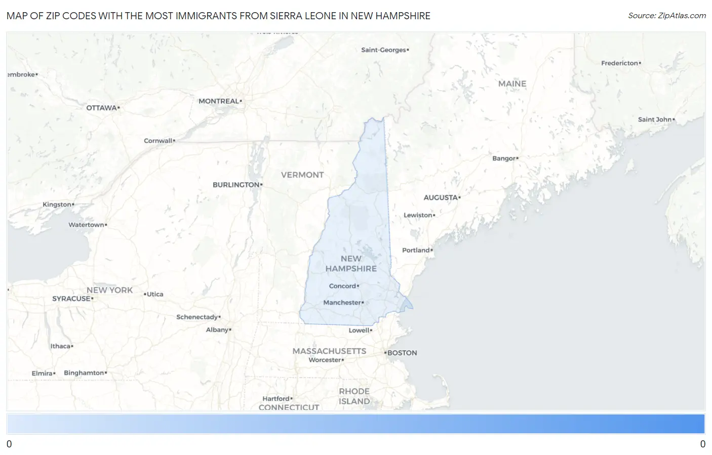Zip Codes with the Most Immigrants from Sierra Leone in New Hampshire Map