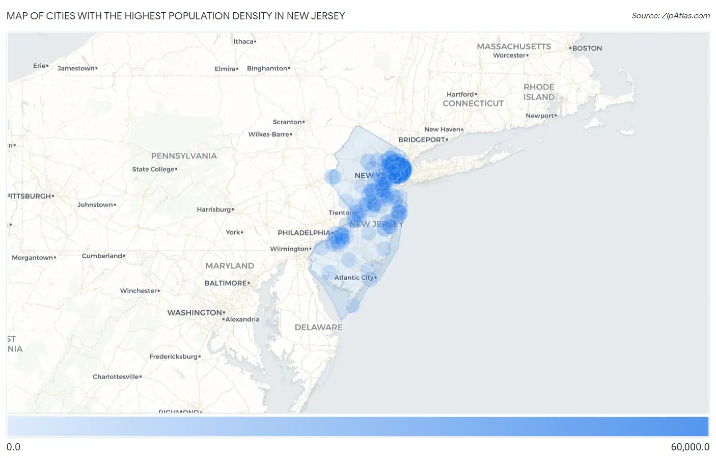 Cities with the Highest Population Density in New Jersey Map