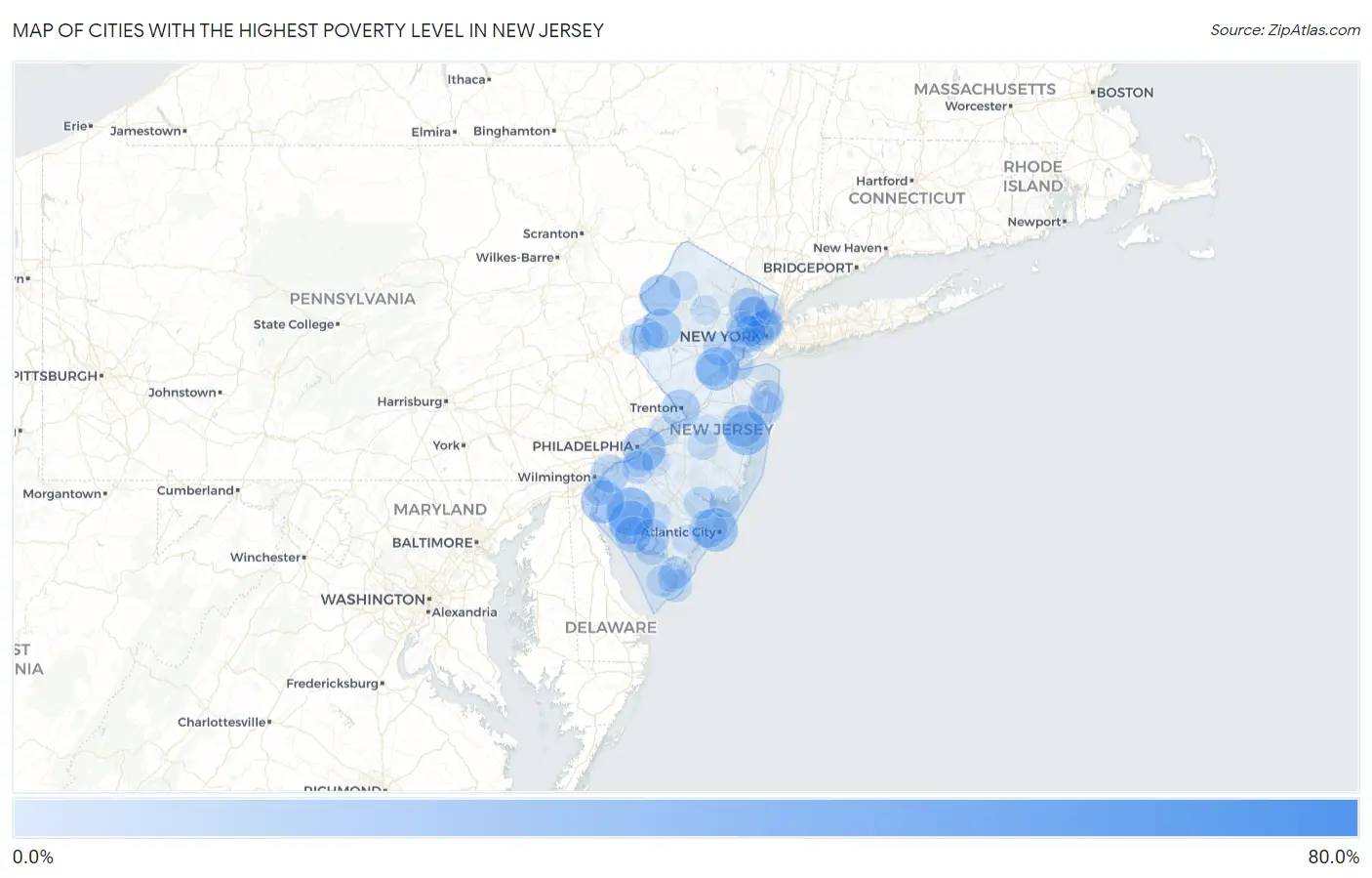 Cities with the Highest Poverty Level in New Jersey Map