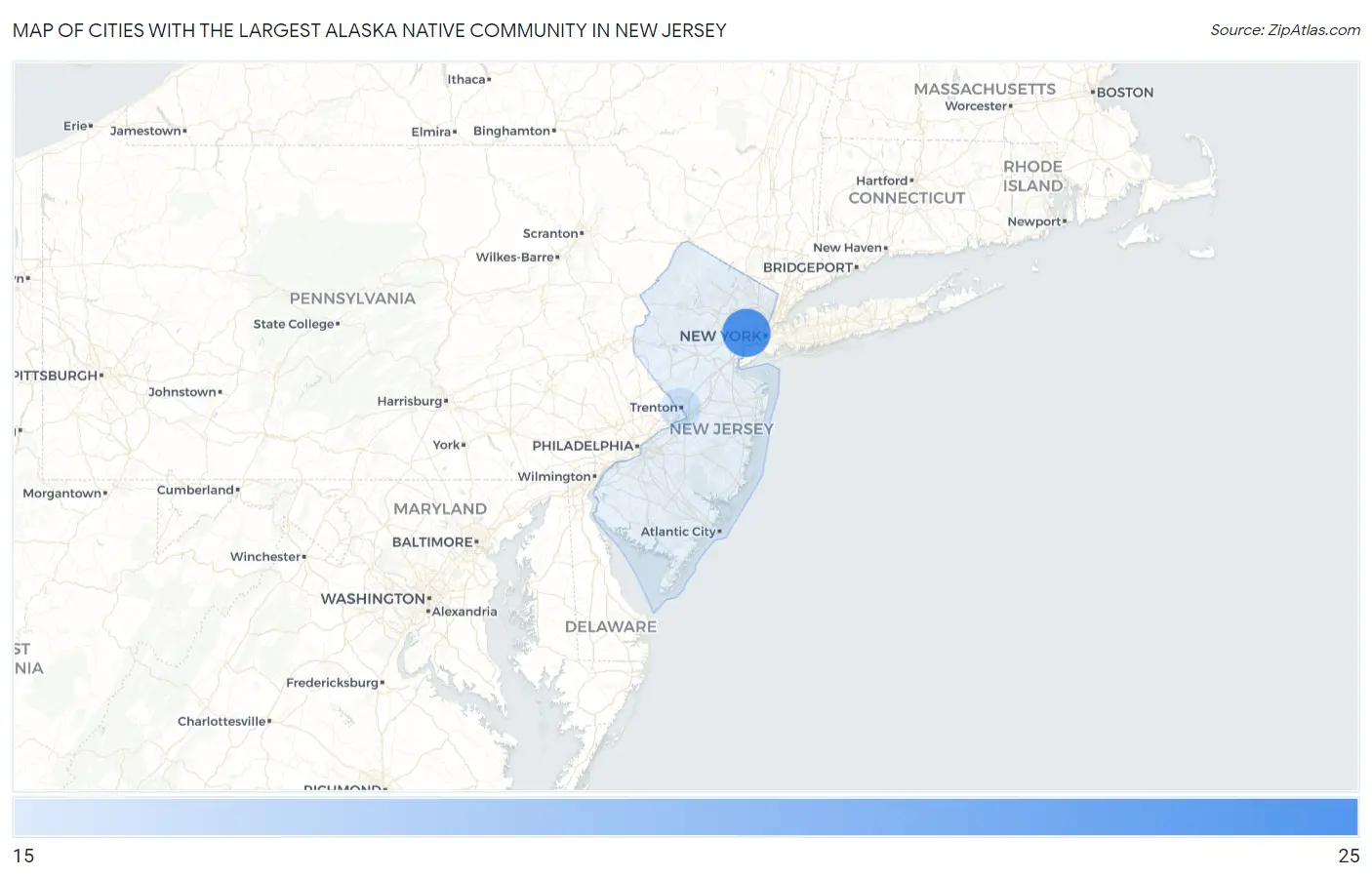 Cities with the Largest Alaska Native Community in New Jersey Map
