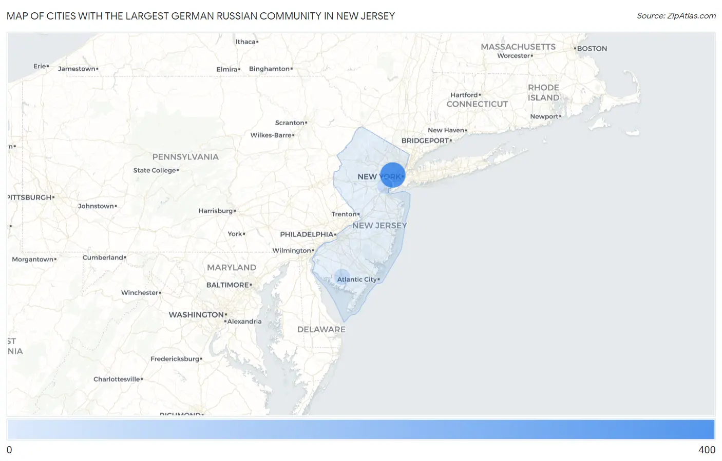 Cities with the Largest German Russian Community in New Jersey Map